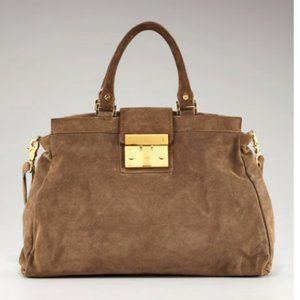 Tory Burch Brown Suede Holland Satchel